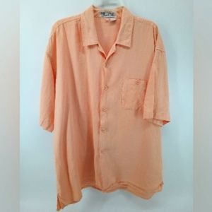 Georgio Versuzi 100% Linen Peach Light Orange Casual Button Down Shirt 2X
